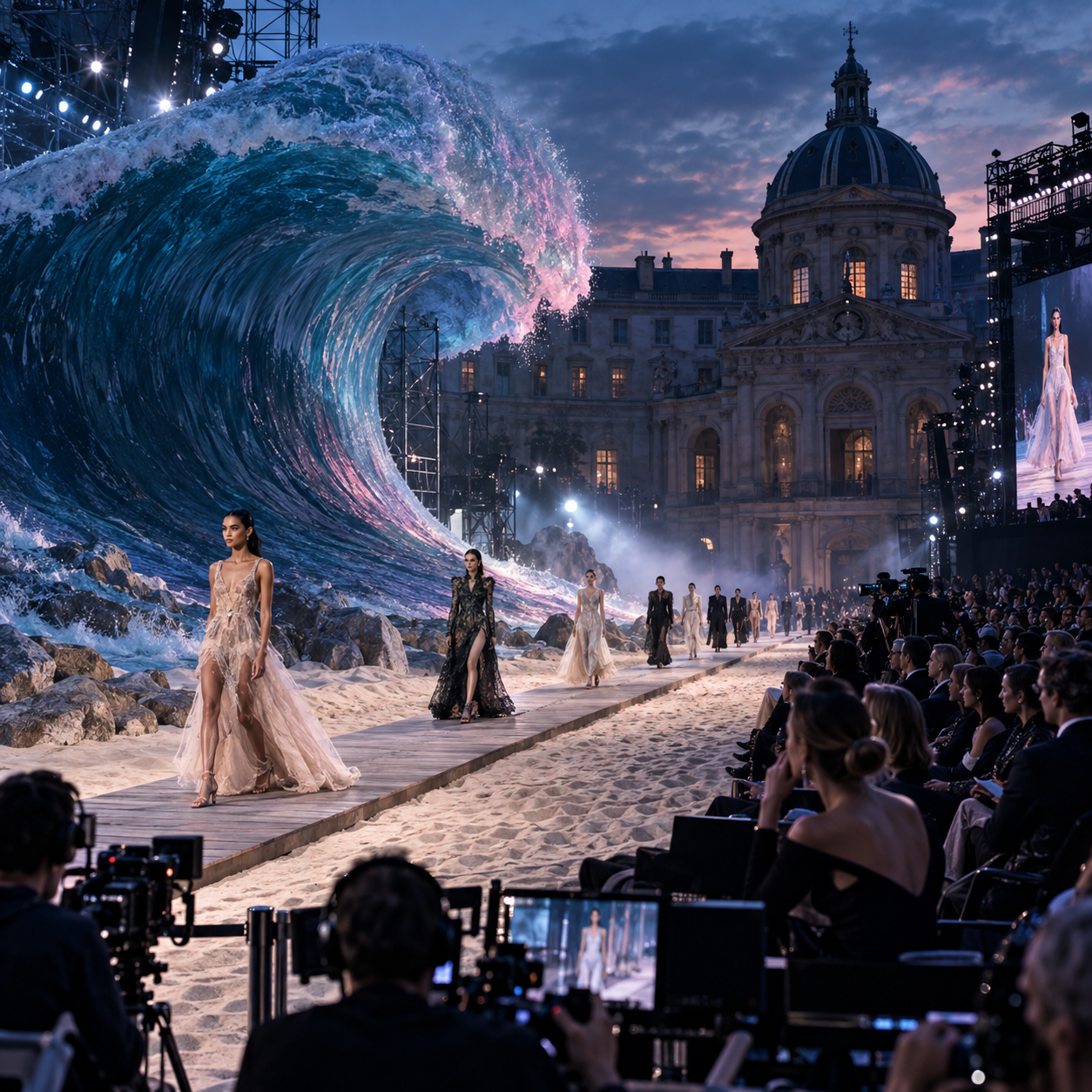 The eight-metre wave at the Louis Vuitton SS27 show in Paris