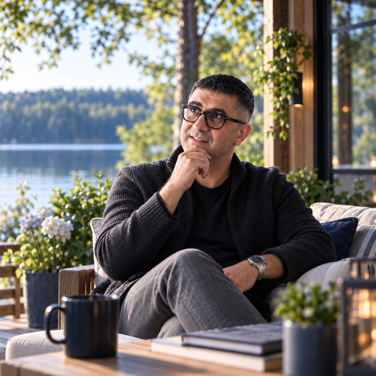 Sergey Usnunts thinking through strategy at his desk