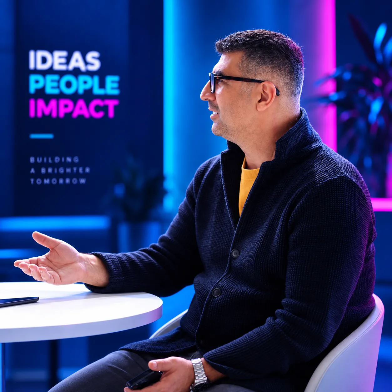 Sergey Usnunts against an Ideas to Impact composition